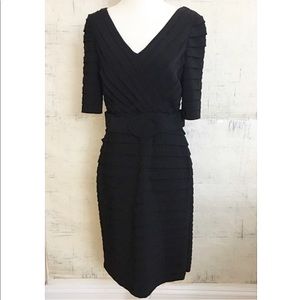 Adrianna Papell Black Pleated Jersey Dress 6